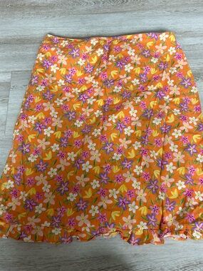 Oboe Orange Floral Skirt